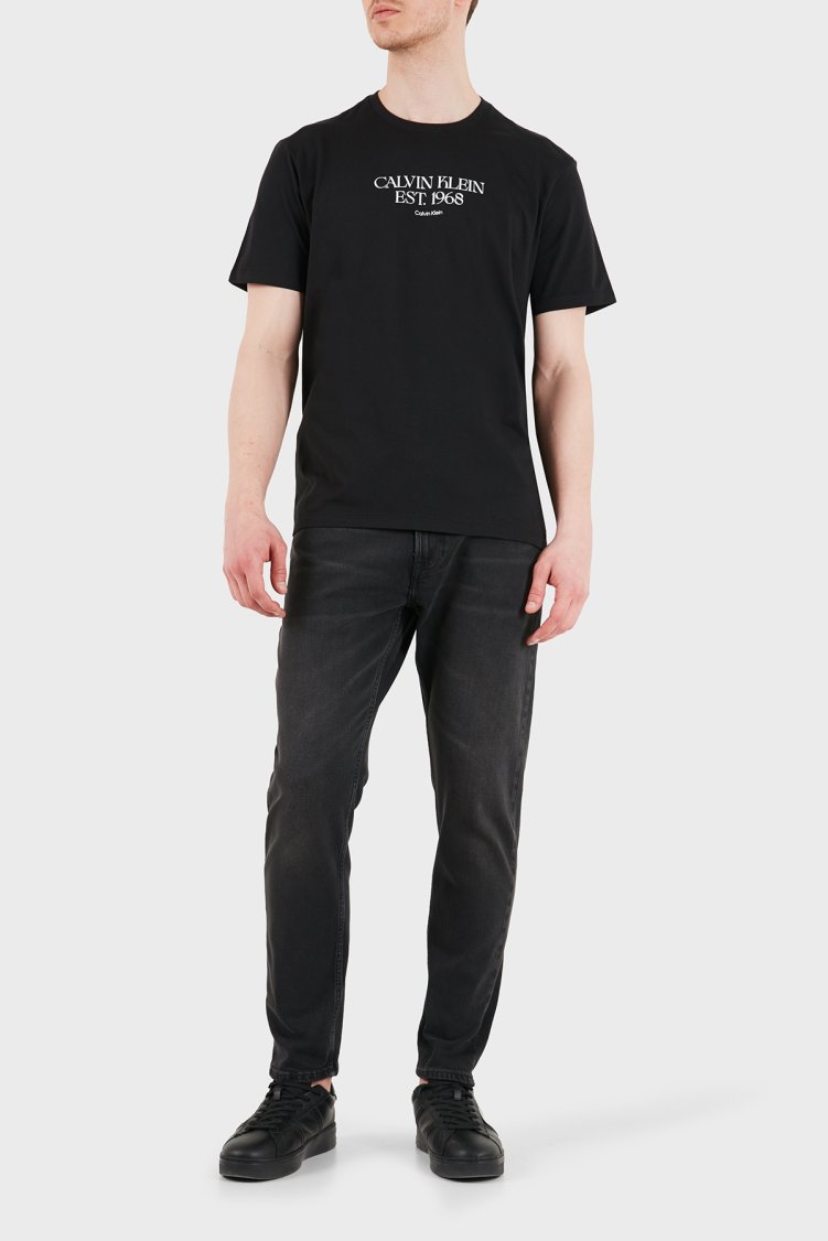 Calvin Klein % 100 Pamuk Regular Fit Bisiklet Yaka LV14RF804GUB1 Erkek T Shirt LV14RF804G UB1 SİYAH - Calvin Klein (1)