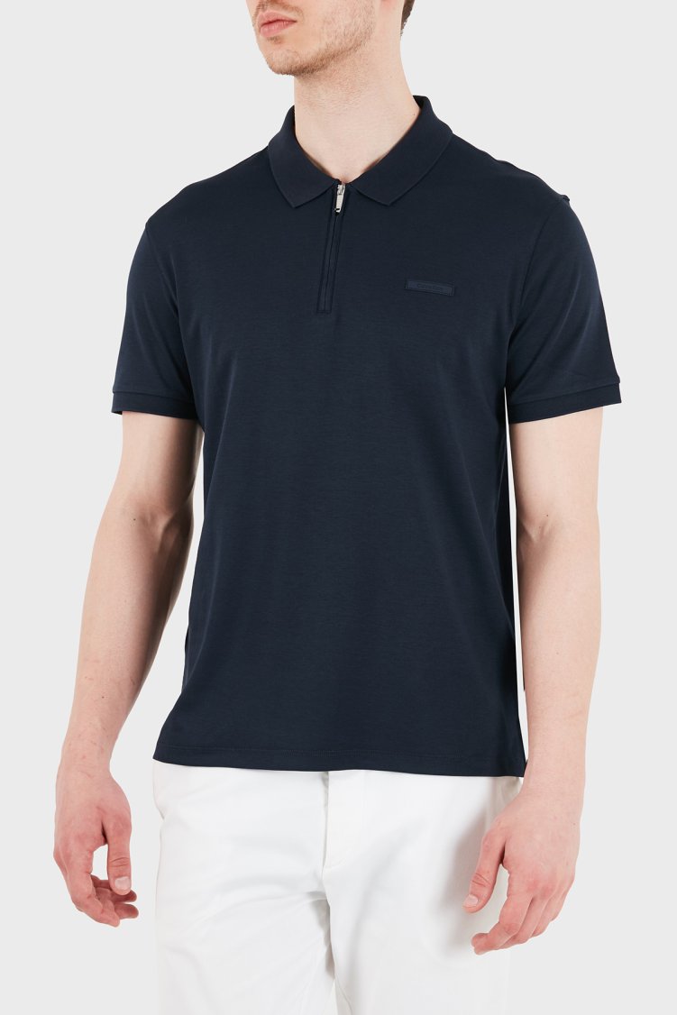 Calvin Klein % 100 Pamuk Regular Fit Fermuarlı LV04LE255GCEF Erkek Polo LV04LE255G CEF LACİVERT - Calvin Klein