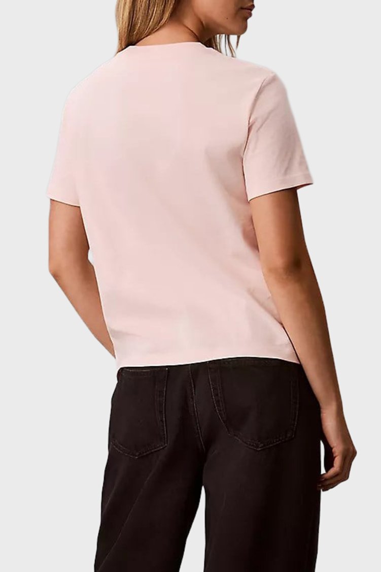 Calvin Klein % 100 Pamuk Regular Fit Logolu Kadın T Shirt LV047G829G VG3 PUDRA - Calvin Klein (1)
