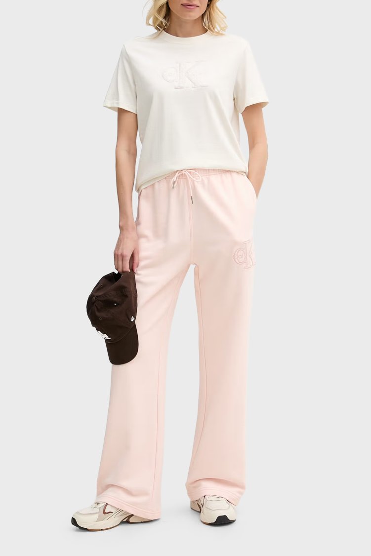 Calvin Klein % 100 Pamuk Regular Fit Logolu LV047G829GYAS Kadın T Shirt LV047G829G YAS Krem - Calvin Klein (1)