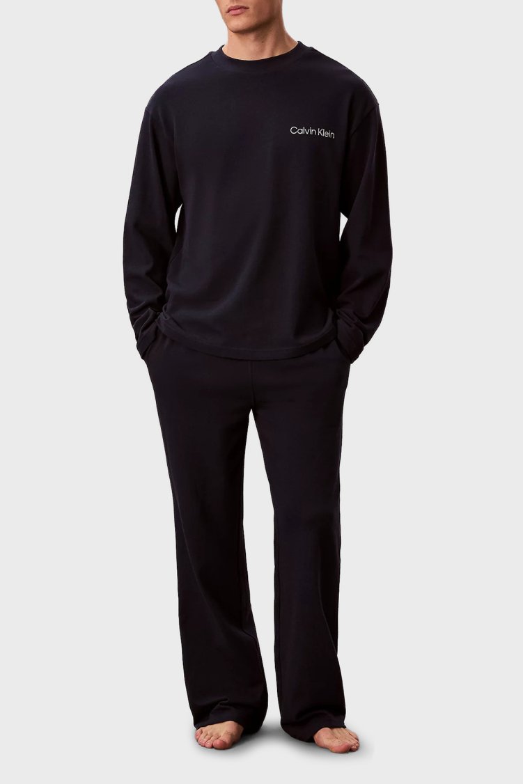 Calvin Klein % 100 Pamuk Regular Fit Uzun Kollu LV00NM29500PP Erkek Pijama Takımı LV00NM2950 0PP LACİVERT - Calvin Klein