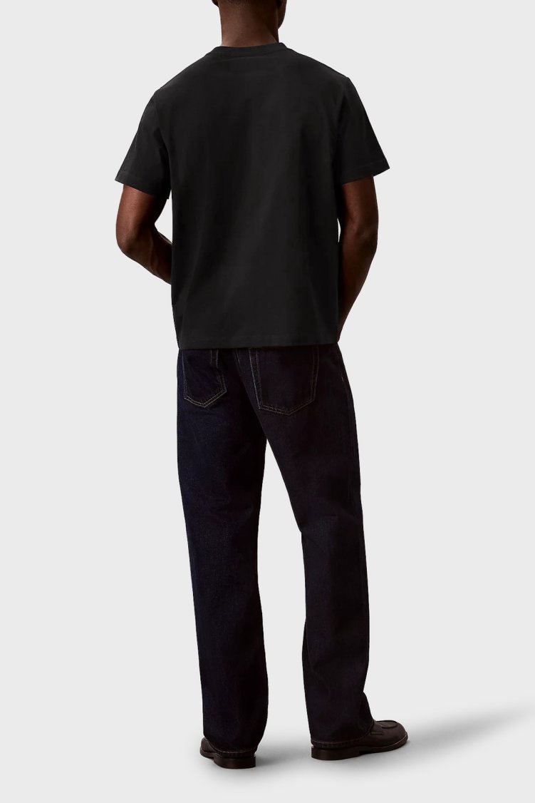 Calvin Klein % 100 Pamuk Relaxed Fit Logolu LV04LG812GUB1 Erkek T Shirt LV04LG812G UB1 SİYAH - Calvin Klein (1)