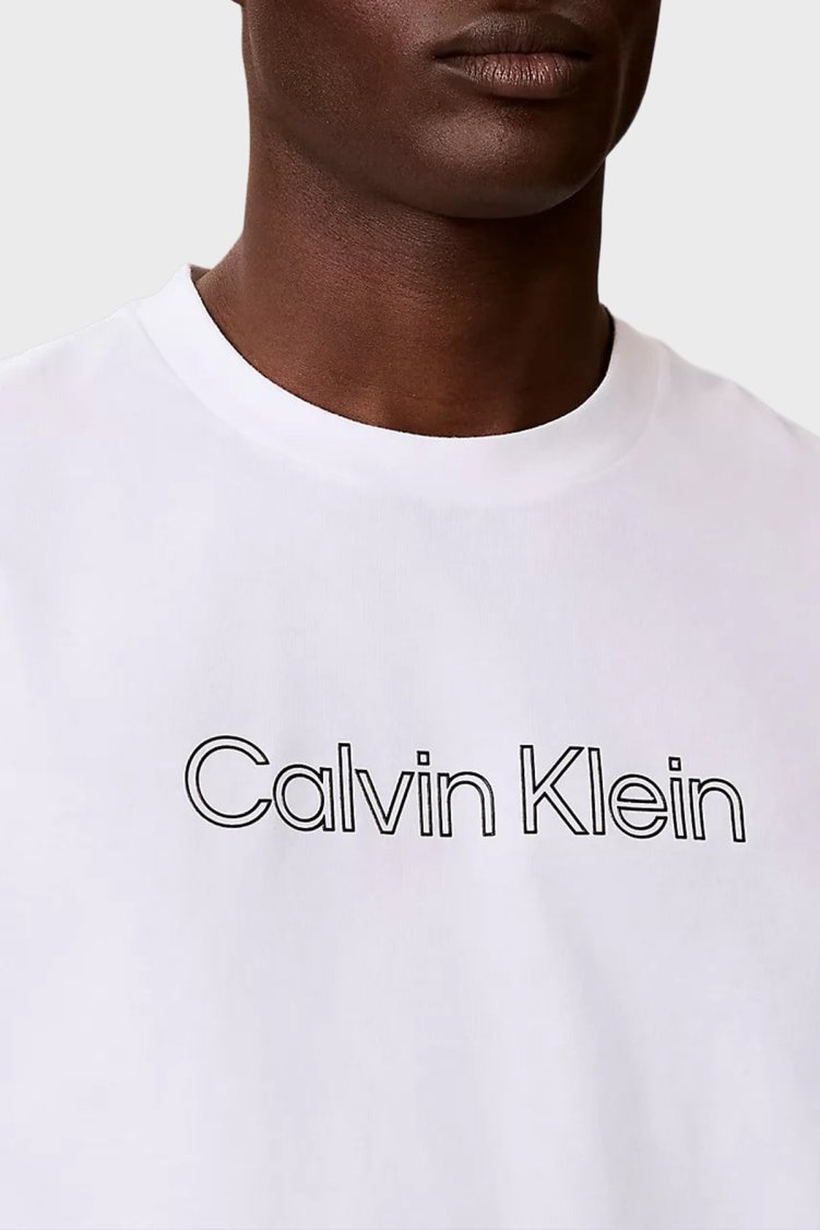 Calvin Klein % 100 Pamuk Relaxed Fit Logolu LV04LG812GYAF Erkek T Shirt LV04LG812G YAF BEYAZ - Calvin Klein (1)
