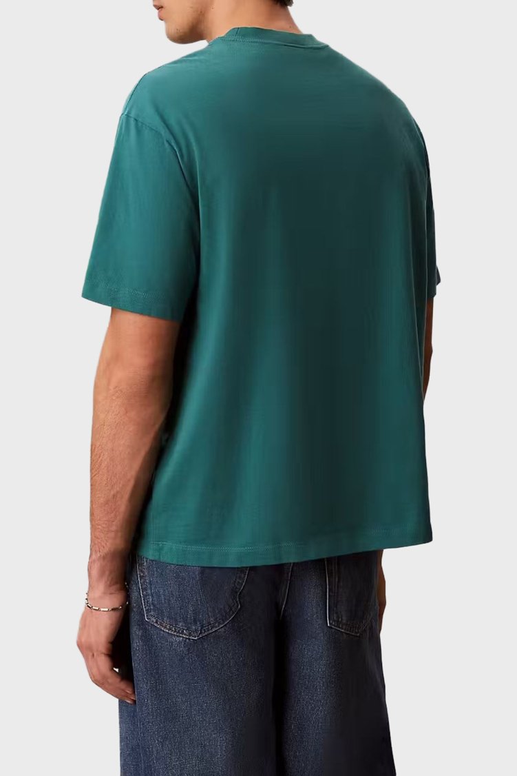 Calvin Klein % 100 Pamuk Relaxed Fit Logolu LV04RG814G8ZU Erkek T Shirt LV04RG814G 8ZU PETROL - Calvin Klein (1)