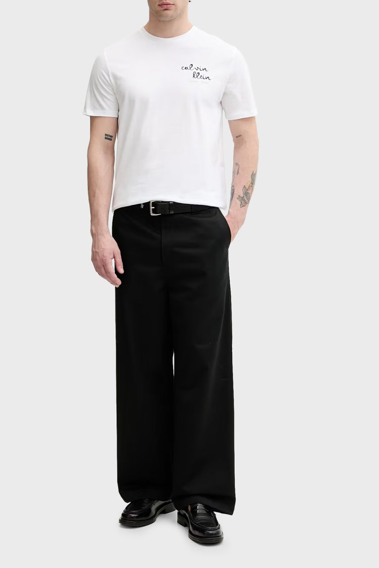 Calvin Klein % 100 Pamuk Slim Fit Logolu Bisiklet Yaka Erkek T Shirt LV04RG837G YAF BEYAZ - Calvin Klein (1)
