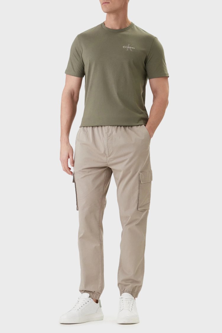 Calvin Klein % 100 Pamuklu Logolu Bisiklet Yaka LV04RF278GLDY Erkek T Shirt LV04RF278G LDY HAKİ - Calvin Klein (1)