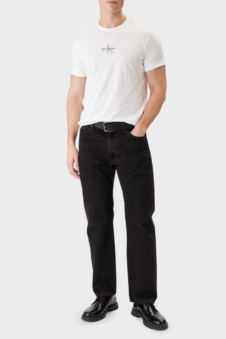 Calvin Klein % 100 Pamuklu Regular Fit Logolu Bisiklet Yaka Erkek T Shirt LV04RB866G YAF BEYAZ - Calvin Klein (1)