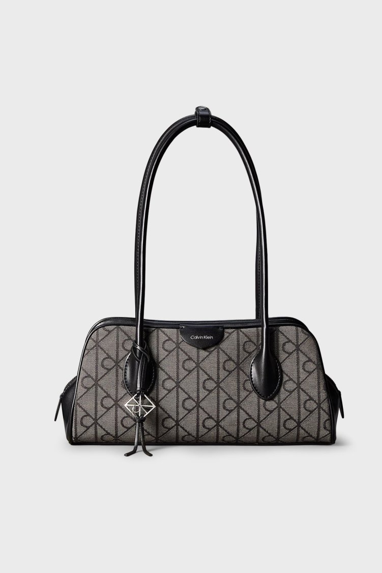 Calvin Klein 4G Logolu Omuz Askılı Kadın Çanta LV04F3744G 8E3 BEJ-SİYAH - Calvin Klein