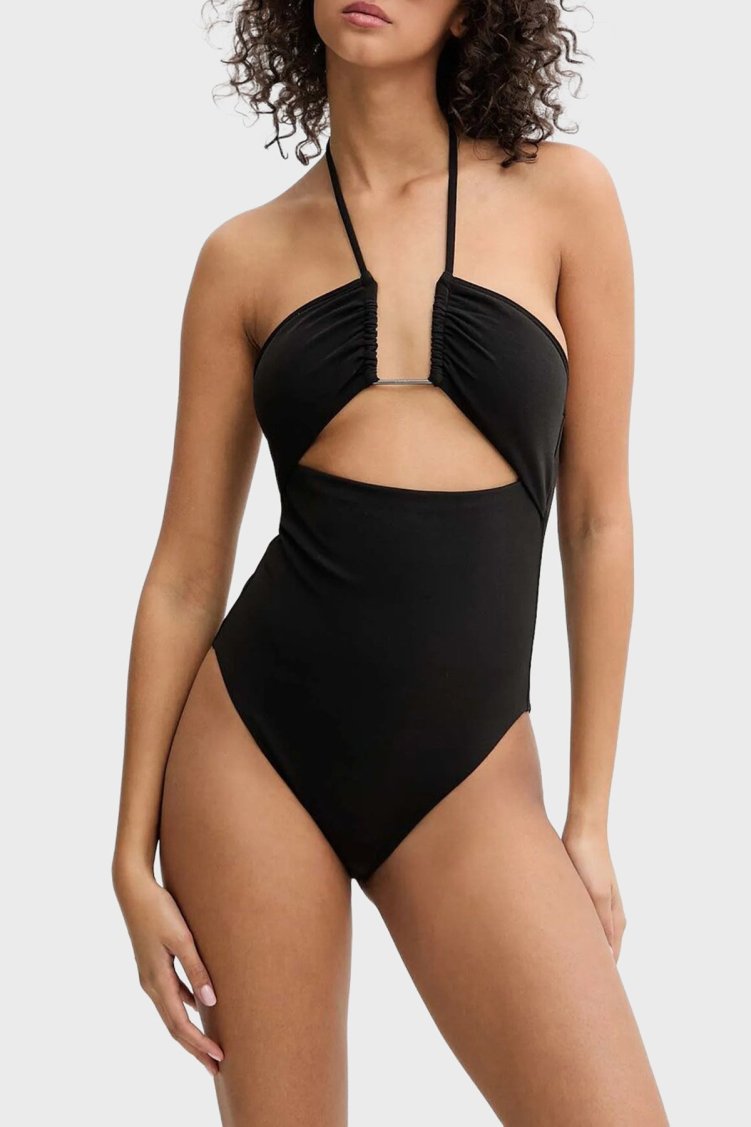 Calvin Klein Boyundan Bağlamalı Halka Detaylı KW0KW02813BEH Bayan Mayo KW0KW02813 BEH SİYAH - Calvin Klein