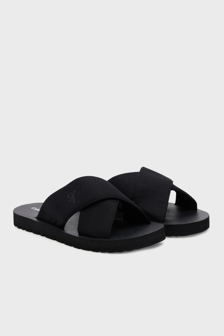 Calvin Klein Çapraz Bantlı Logolu YM0YM012230GJ Erkek Terlik YM0YM01223 0GJ SİYAH - Calvin Klein (1)