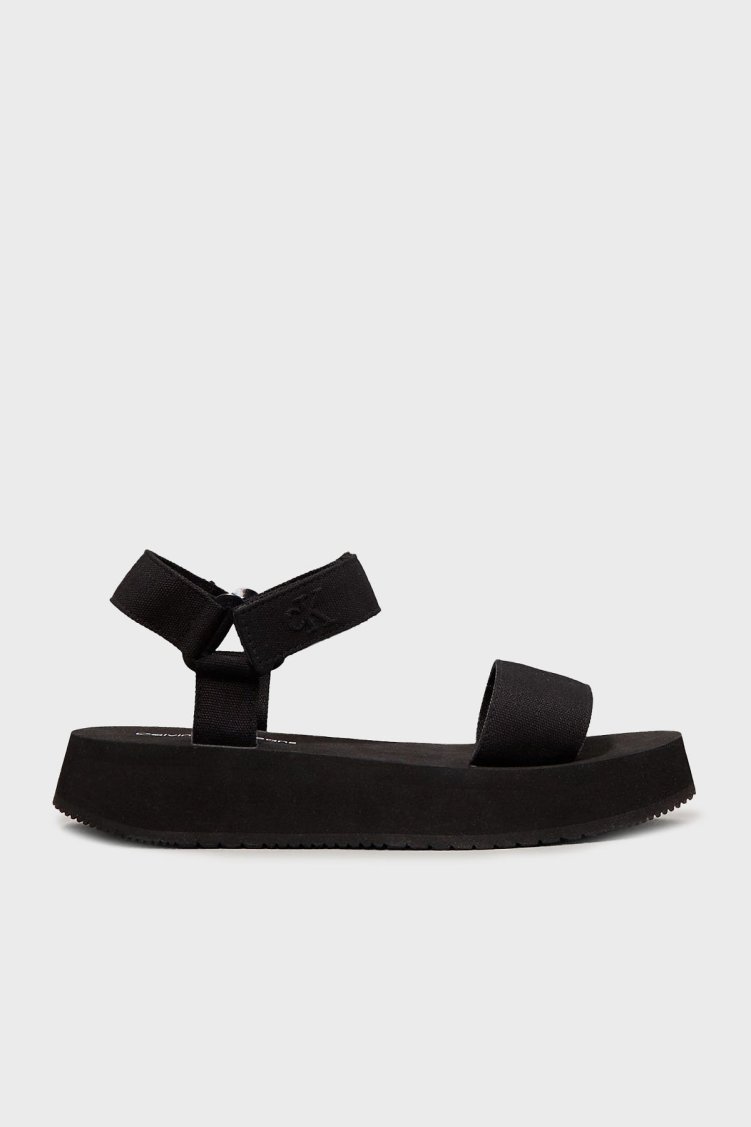 Calvin Klein Cırt Cırt Kayışlı Logolu YW0YW016930GJ Bayan Sandalet YW0YW01693 0GJ SİYAH - Calvin Klein