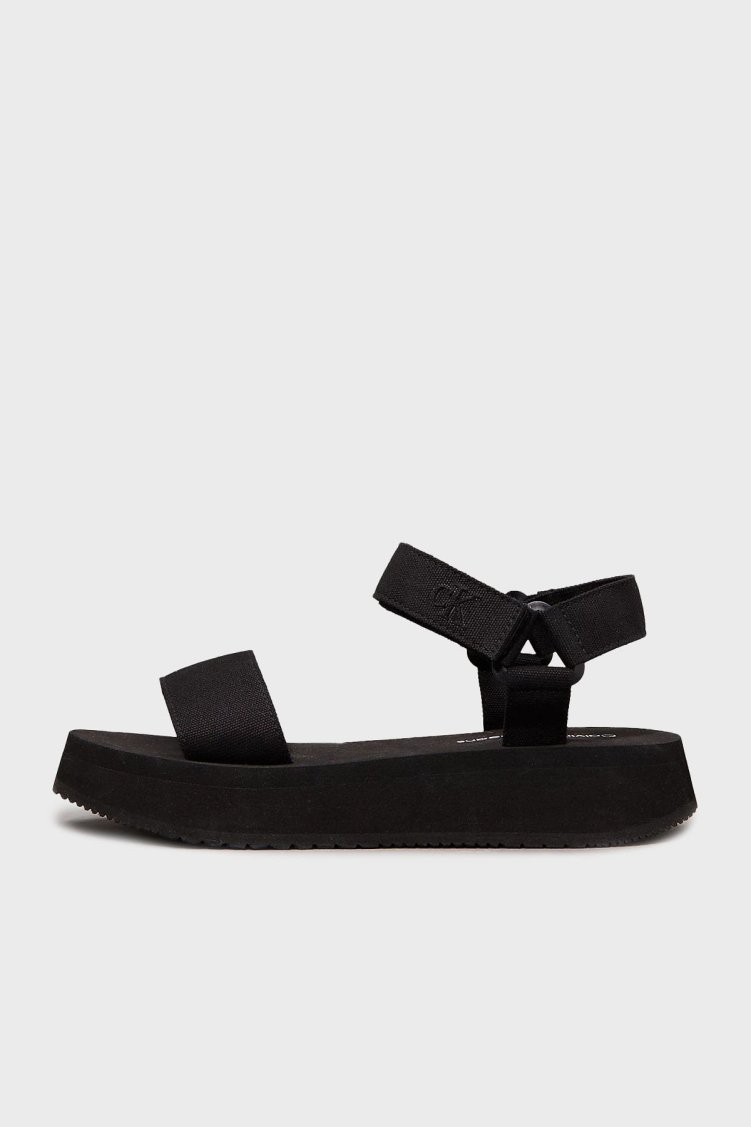 Calvin Klein Cırt Cırt Kayışlı Logolu YW0YW016930GJ Bayan Sandalet YW0YW01693 0GJ SİYAH - Calvin Klein (1)