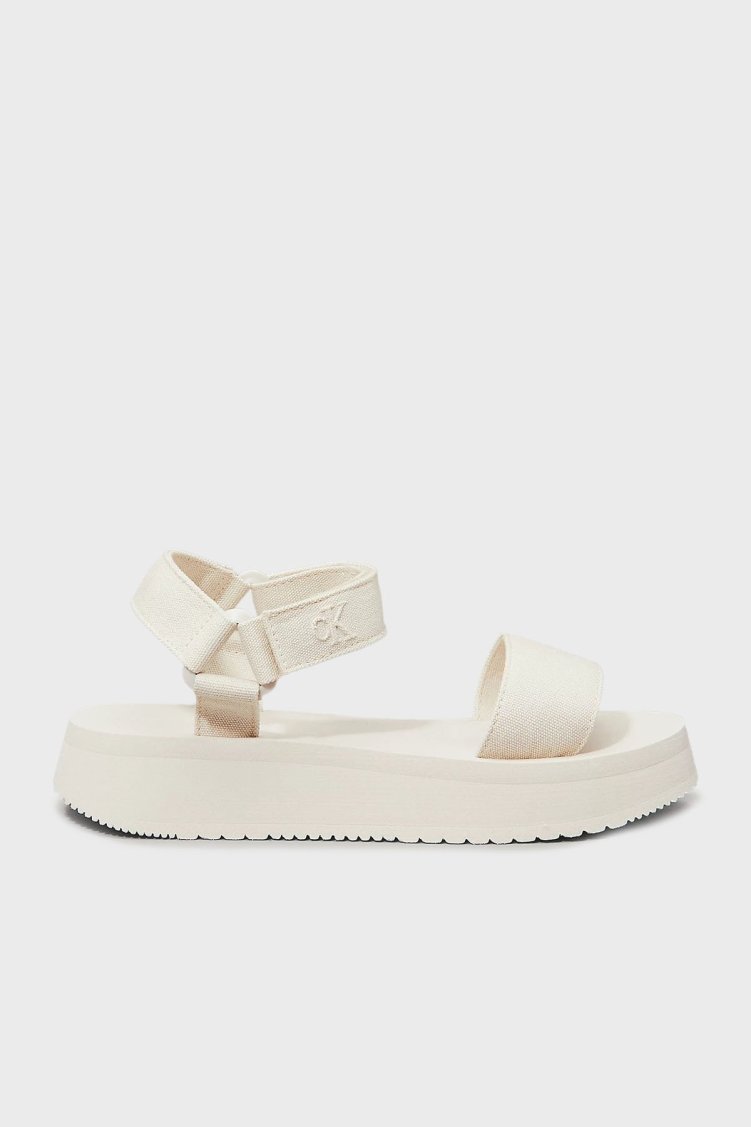 Calvin Klein Cırt Cırt Kayışlı Logolu YW0YW01693AEO Bayan Sandalet YW0YW01693 AEO EKRU - Calvin Klein