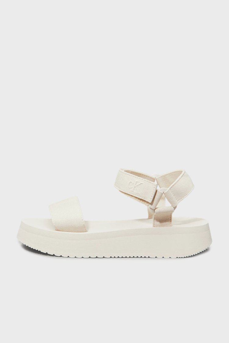 Calvin Klein Cırt Cırt Kayışlı Logolu YW0YW01693AEO Bayan Sandalet YW0YW01693 AEO EKRU - Calvin Klein (1)