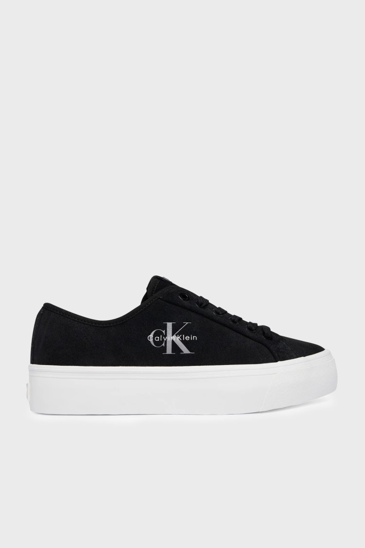 Calvin Klein Deri Karışımlı Logolu Sneaker HW0HW03088BEH Kadın Ayakkabı HW0HW03088 BEH SİYAH - Calvin Klein