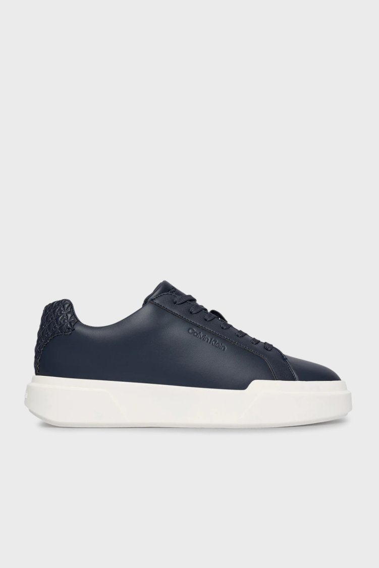 Calvin Klein Deri Logolu Bağcıklı HM0HM02070BAI Erkek Ayakkabı HM0HM02070 BAI LACİVERT - Calvin Klein