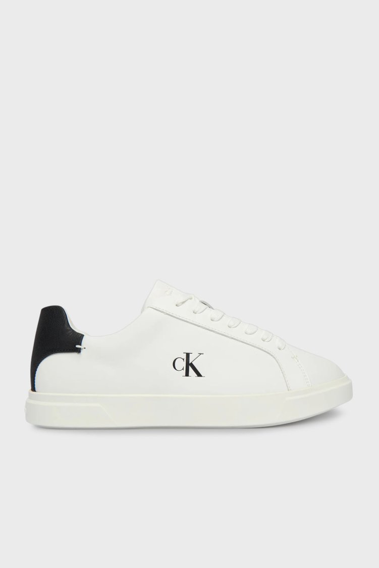 Calvin Klein Deri Logolu Bağcıklı Sneaker HW0HW0284501W Kadın Ayakkabı HW0HW02845 01W BEYAZ - Calvin Klein