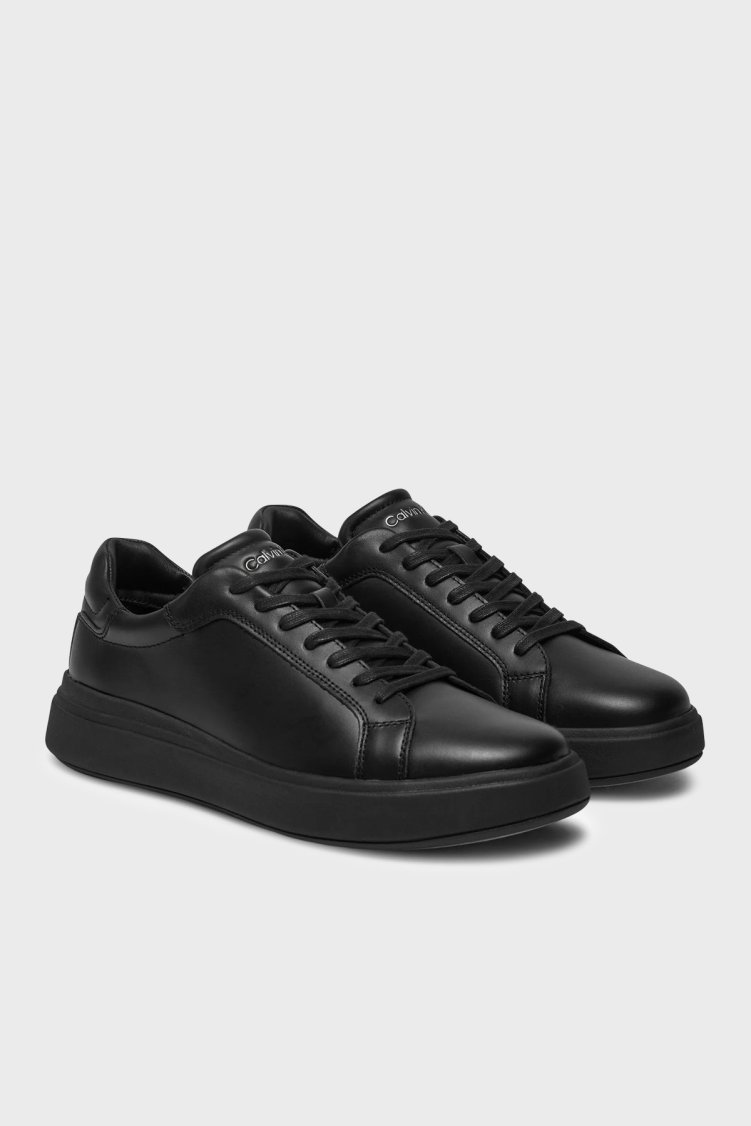 Calvin Klein Deri Logolu Kalın Taban Sneaker HM0HM010160GJ Erkek Ayakkabı HM0HM01016 0GJ Siyah - Calvin Klein (1)