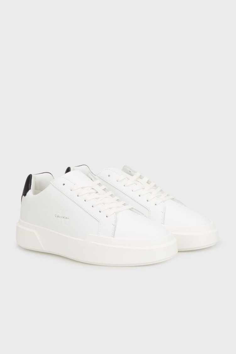 Calvin Klein Deri Logolu Kalın Taban Sneaker YM0YM0134401W Erkek Ayakkabı YM0YM01344 01W BEYAZ-SİYAH - Calvin Klein (1)
