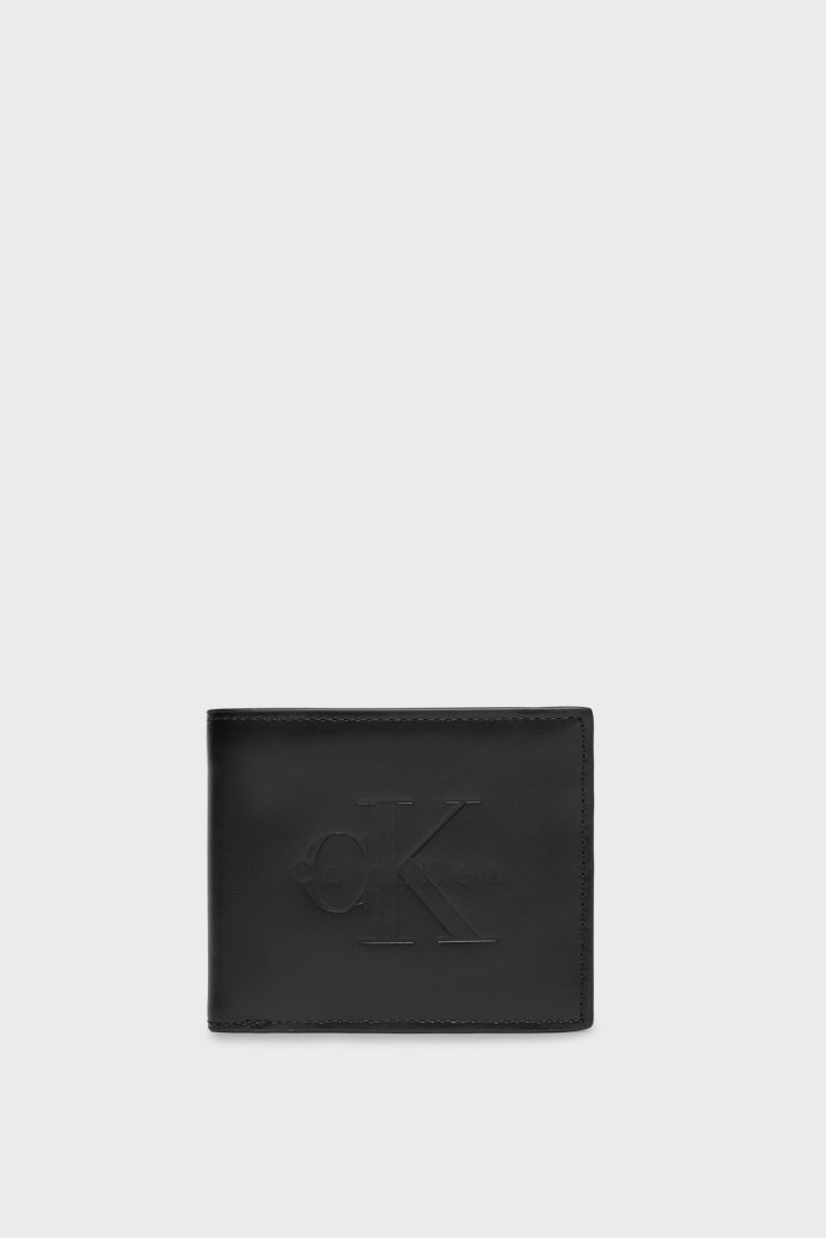 Calvin Klein Deri Logolu LV04D1155GUB1 Erkek Cüzdan LV04D1155G UB1 SİYAH - Calvin Klein