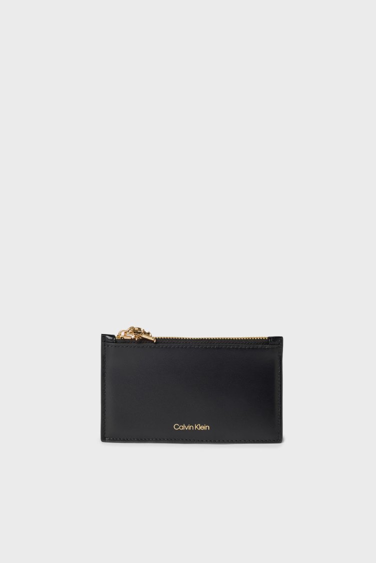 Calvin Klein Deri Logolu LV04F1076GUB1 Bayan Kartlık LV04F1076G UB1 SİYAH - Calvin Klein