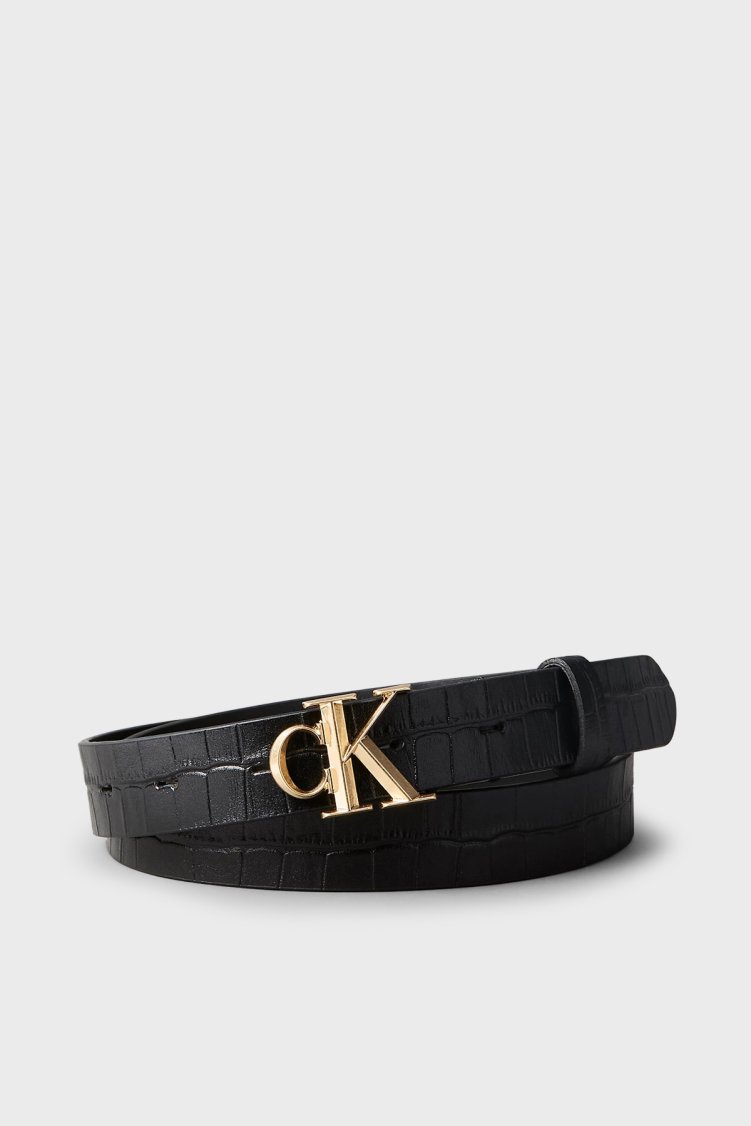 Calvin Klein Deri Logolu LV04F7102GYIH Kadın Kemer LV04F7102G YIH Siyah - Calvin Klein