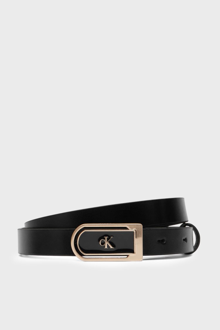 Calvin Klein Deri Logolu LV04F7109GYIH Kadın Kemer LV04F7109G YIH Siyah - Calvin Klein