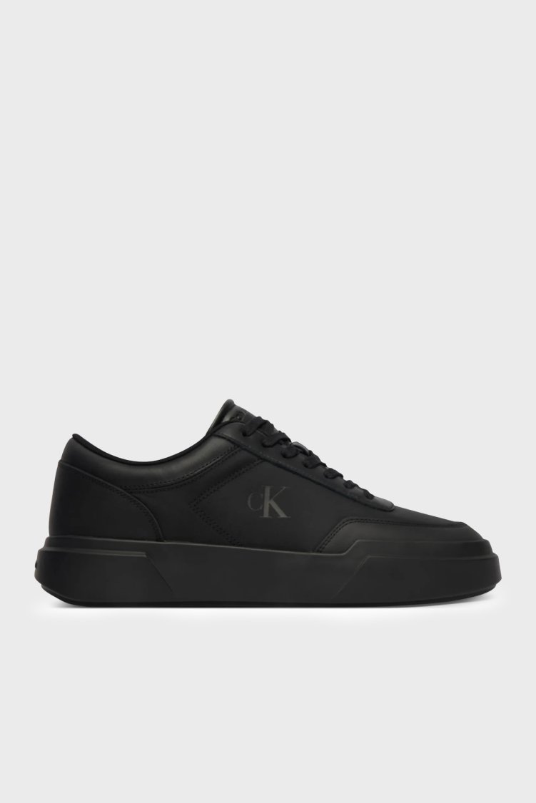 Calvin Klein Deri Logolu Sneaker HM0HM023260GJ Erkek Ayakkabı HM0HM02326 0GJ SİYAH - Calvin Klein