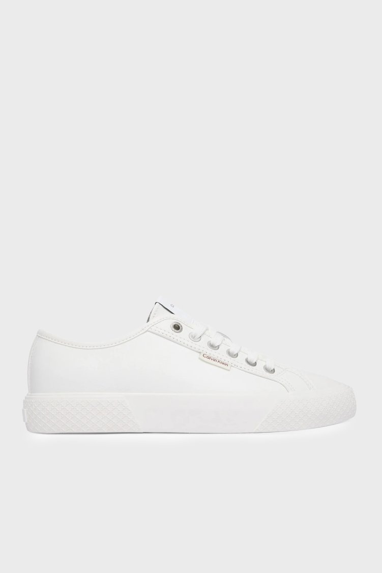 Calvin Klein Deri Logolu Sneaker HW0HW030770K4 Kadın Ayakkabı HW0HW03077 0K4 BEYAZ - Calvin Klein