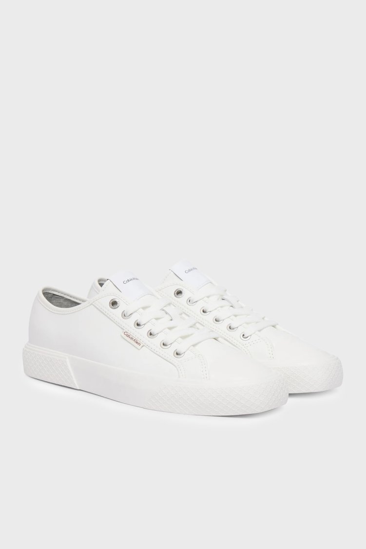 Calvin Klein Deri Logolu Sneaker HW0HW030770K4 Kadın Ayakkabı HW0HW03077 0K4 BEYAZ - Calvin Klein (1)