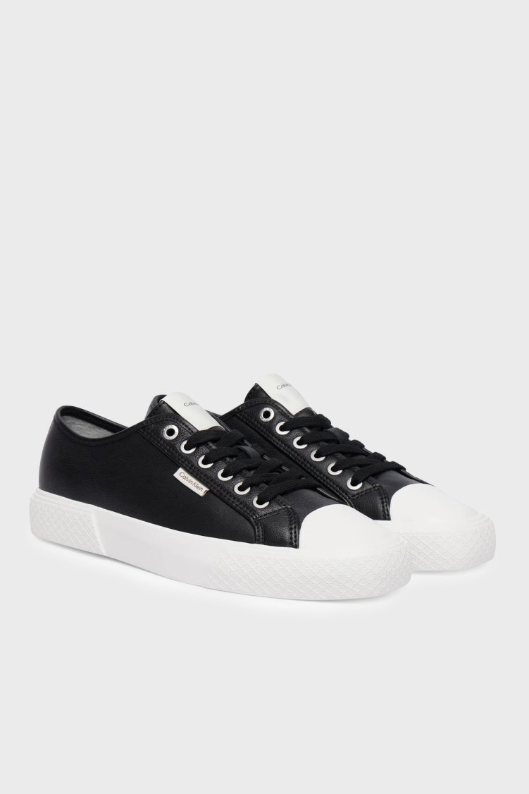 Calvin Klein Deri Logolu Sneaker HW0HW03077BEH Kadın Ayakkabı HW0HW03077 BEH SİYAH - Calvin Klein (1)