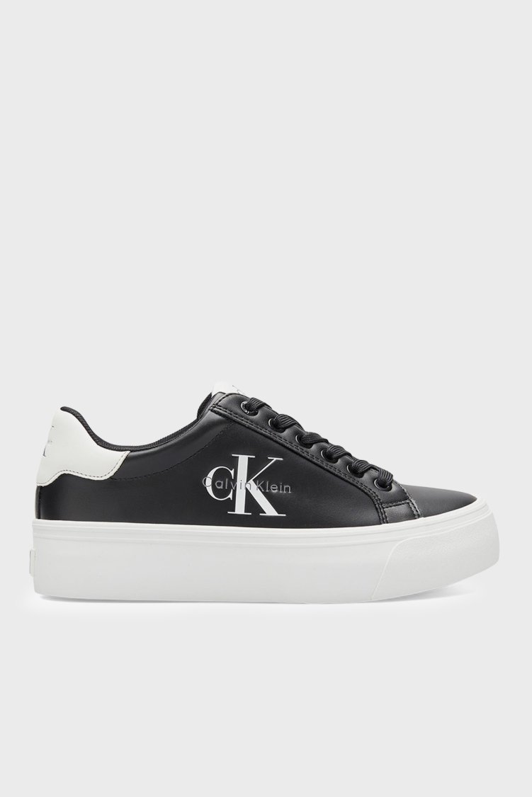 Calvin Klein Deri Logolu Sneaker HW0HW03159BDS Kadın Ayakkabı HW0HW03159 BDS Siyah - Calvin Klein