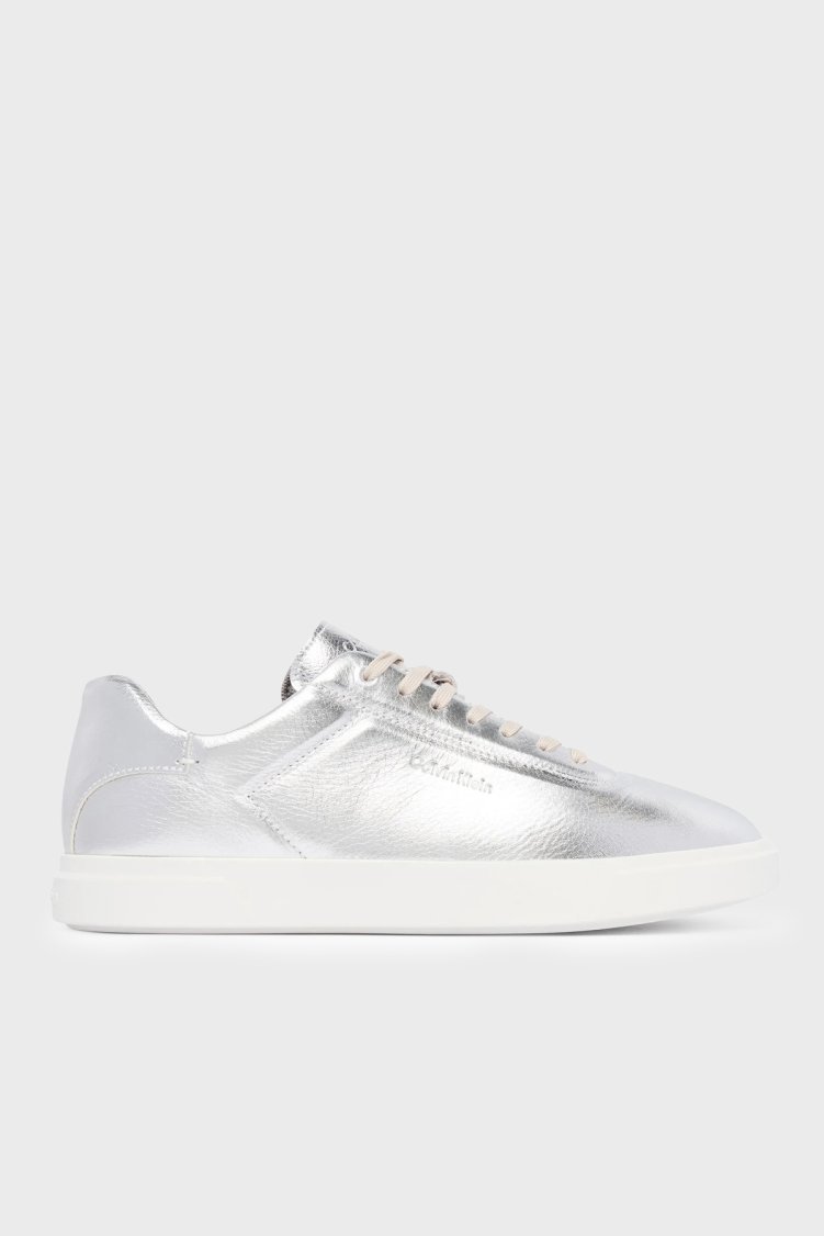 Calvin Klein Deri Logolu Sneaker HW0HW03289PE6 Kadın Ayakkabı HW0HW03289 PE6 GRİ - Calvin Klein