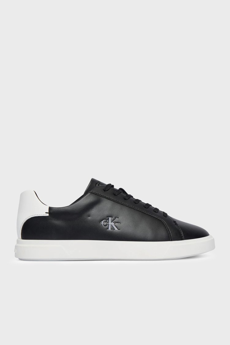 Calvin Klein Deri Logolu Sneaker HW0HW032950GM Kadın Ayakkabı HW0HW03295 0GM SİYAH - Calvin Klein