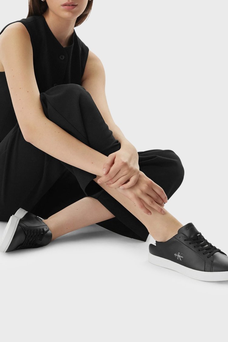 Calvin Klein Deri Logolu Sneaker HW0HW032950GM Kadın Ayakkabı HW0HW03295 0GM SİYAH - Calvin Klein (1)
