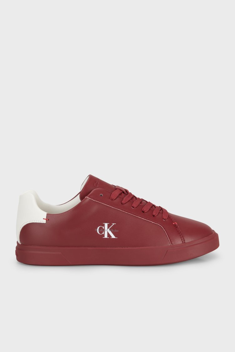 Calvin Klein Deri Logolu Sneaker HW0HW032950KT Kadın Ayakkabı HW0HW03295 0KT Bordo - Calvin Klein