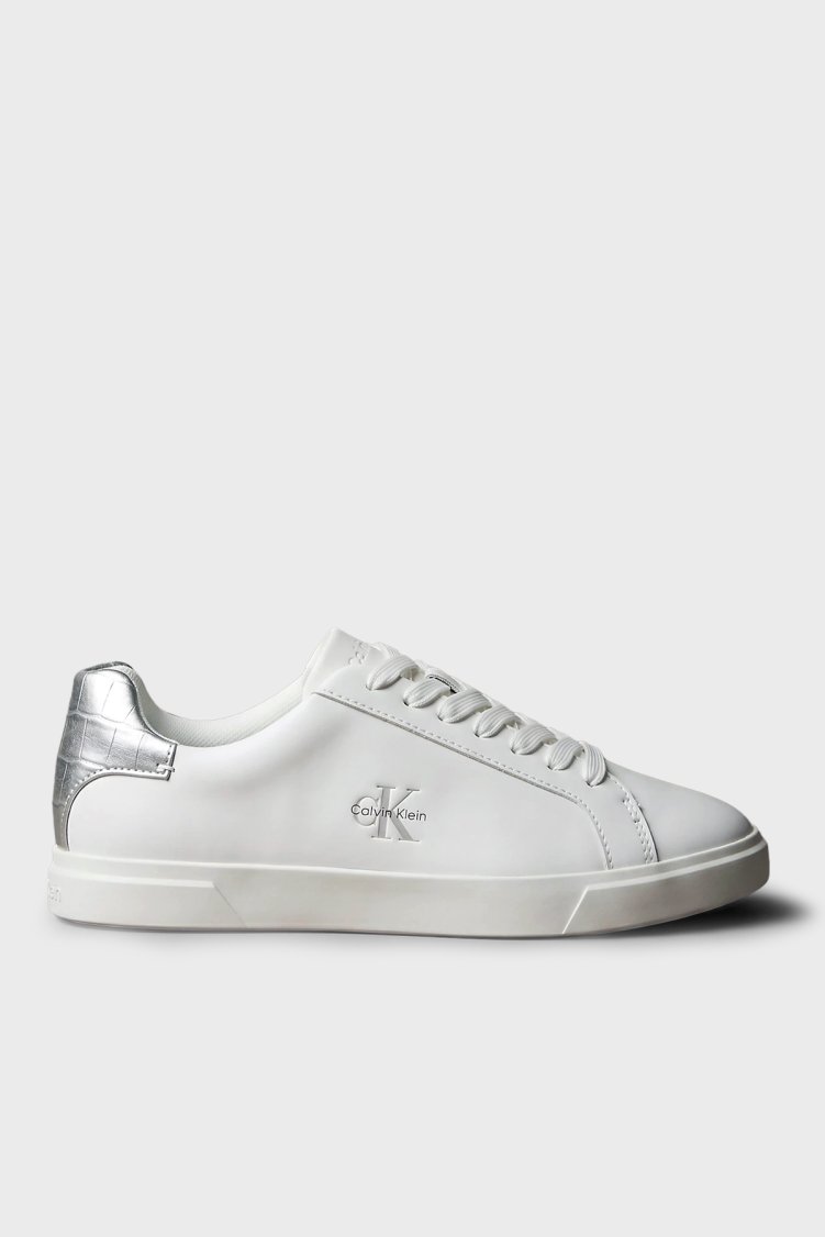 Calvin Klein Deri Logolu Sneaker HW0HW03312061 Kadın Ayakkabı HW0HW03312 061 Beyaz-gümüş - Calvin Klein