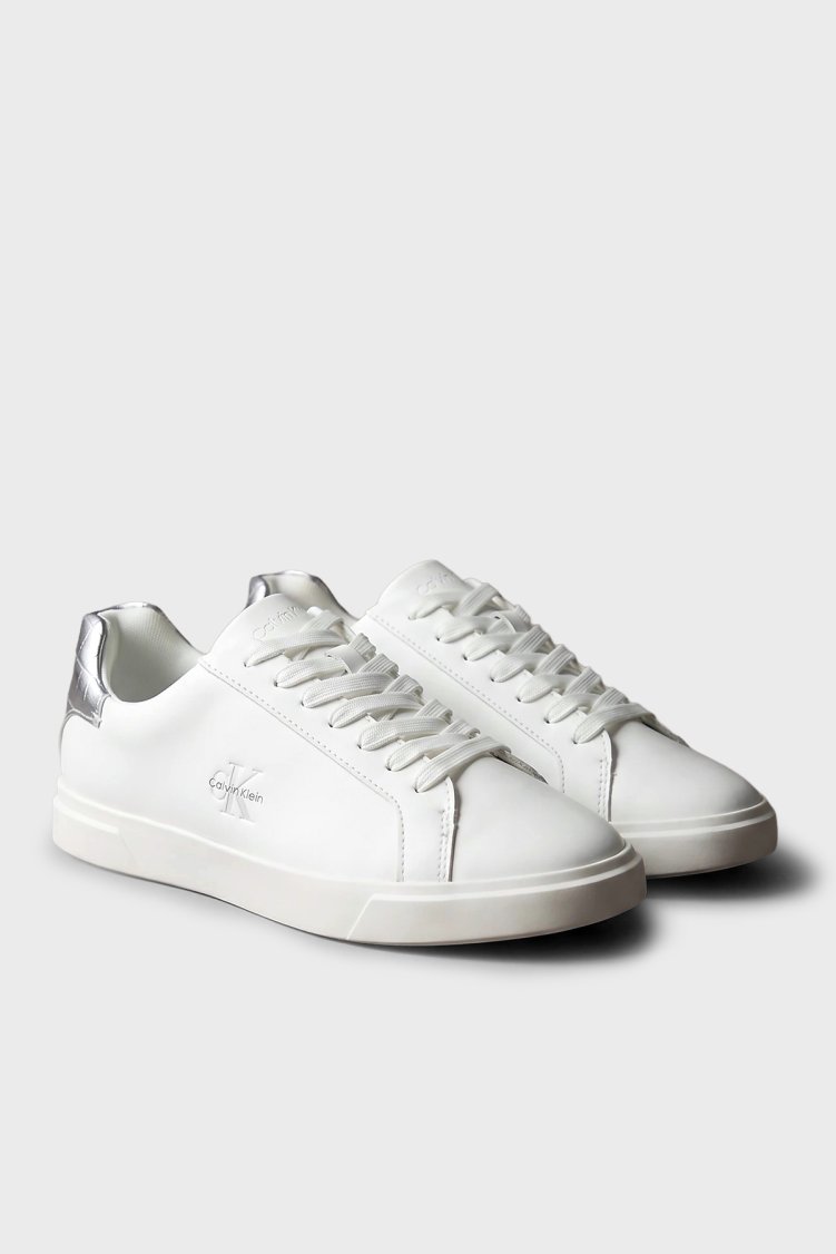 Calvin Klein Deri Logolu Sneaker HW0HW03312061 Kadın Ayakkabı HW0HW03312 061 Beyaz-gümüş - Calvin Klein (1)