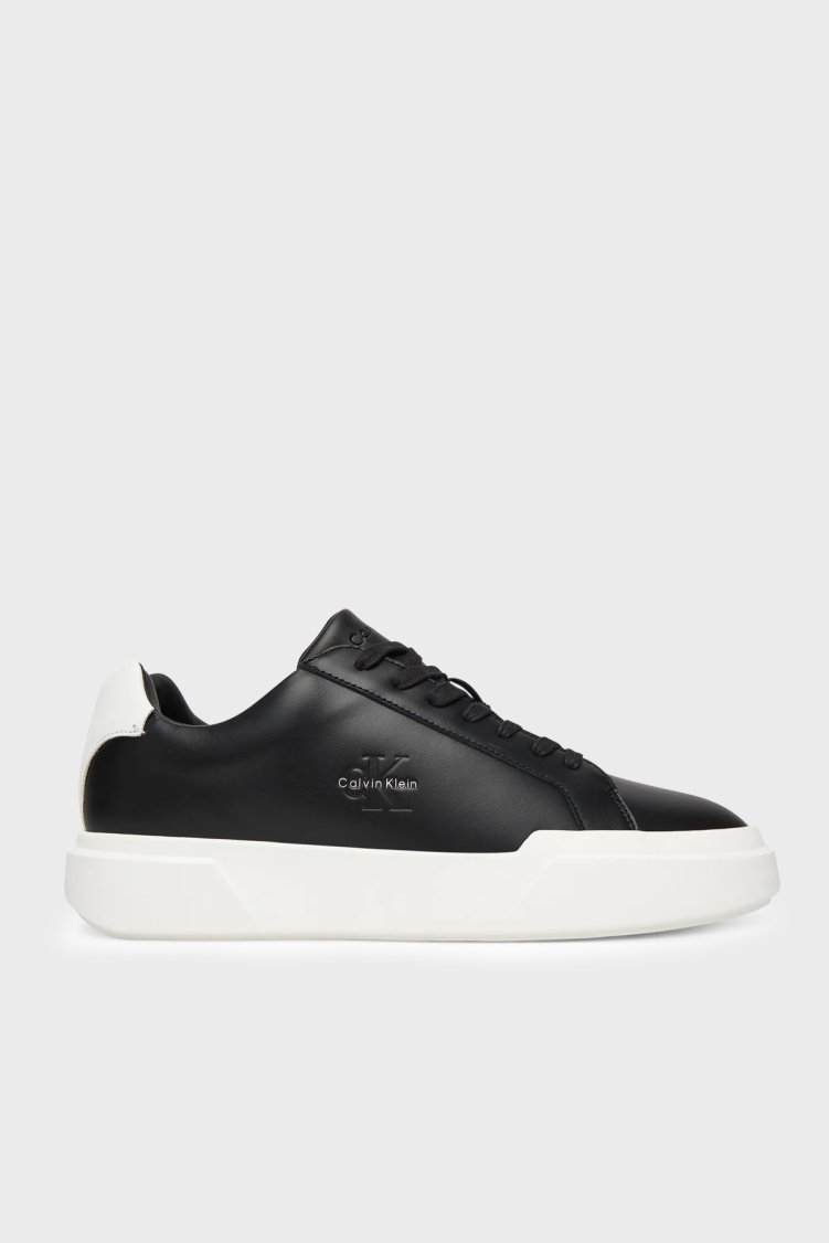 Calvin Klein Deri Logolu Sneaker YM0YM0134406W Erkek Ayakkabı YM0YM01344 06W SİYAH - Calvin Klein