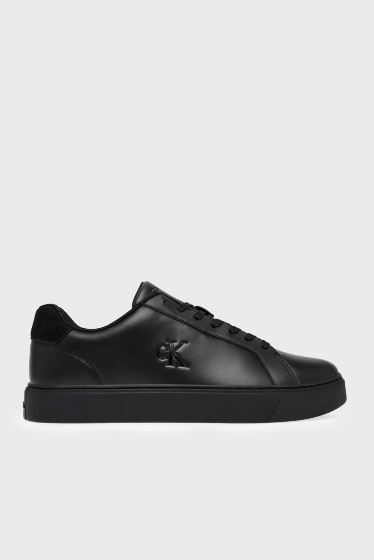 Calvin Klein Deri Logolu Sneaker YM0YM0143500T Erkek Ayakkabı YM0YM01435 00T SİYAH - Calvin Klein