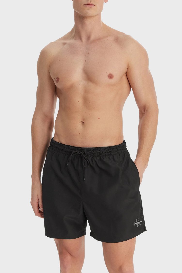 Calvin Klein Graphic Monogram Bağlamalı Cepli LV00N61045UB1 Erkek Deniz Şortu LV00N61045 UB1 SİYAH - Calvin Klein (1)