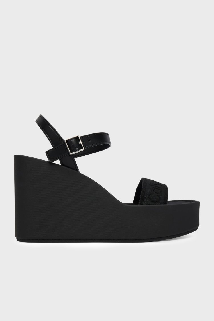Calvin Klein Hakiki Deri Logolu HW0HW028820GJ Bayan Sandalet HW0HW02882 0GJ SİYAH - Calvin Klein