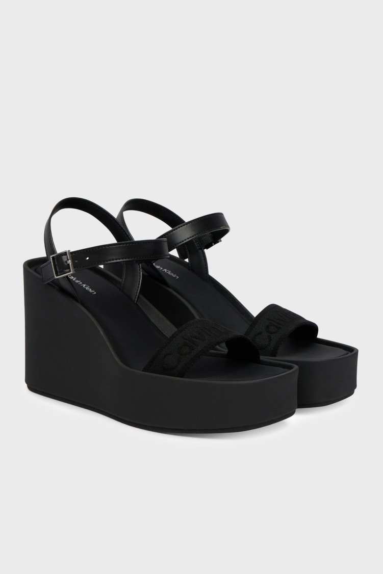 Calvin Klein Hakiki Deri Logolu HW0HW028820GJ Bayan Sandalet HW0HW02882 0GJ SİYAH - Calvin Klein (1)