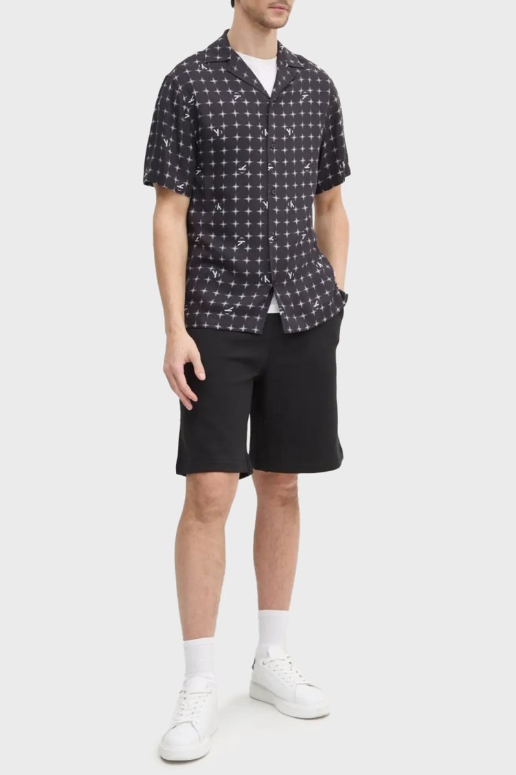 Calvin Klein Jakarlı Regular Fit Kısa Kollu KM0KM011480GO Erkek Gömlek KM0KM01148 0GO SİYAH - Calvin Klein (1)