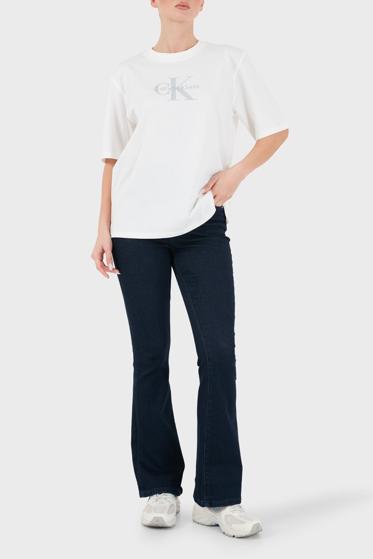 Calvin Klein Kadın T Shirt LV047H807G YAF Beyaz - Calvin Klein