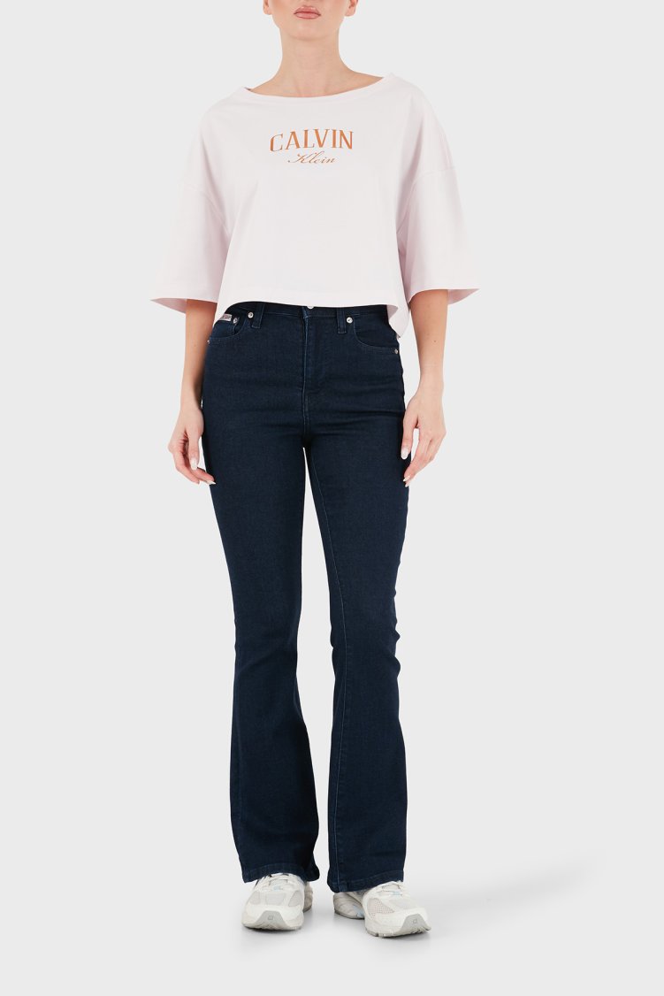 Calvin Klein Kadın T Shirt LV047H823G 3FS Pudra - Calvin Klein