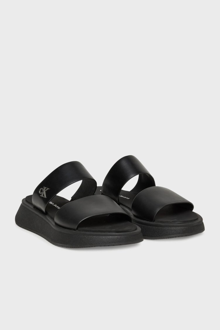 Calvin Klein Kalın Taban Logolu Deri YW0YW016940GJ Bayan Sandalet YW0YW01694 0GJ SİYAH - Calvin Klein (1)