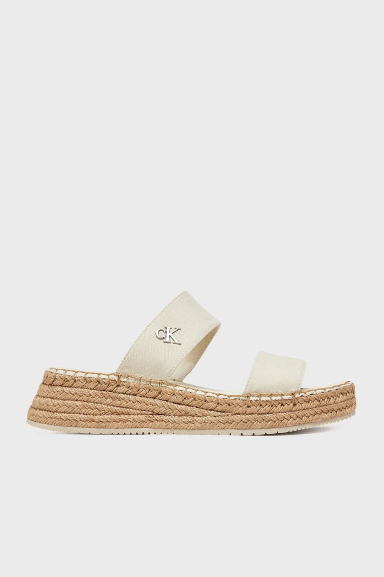 Calvin Klein Kalın Tabanlı Logolu YW0YW01704AEO Bayan Terlik YW0YW01704 AEO EKRU - Calvin Klein