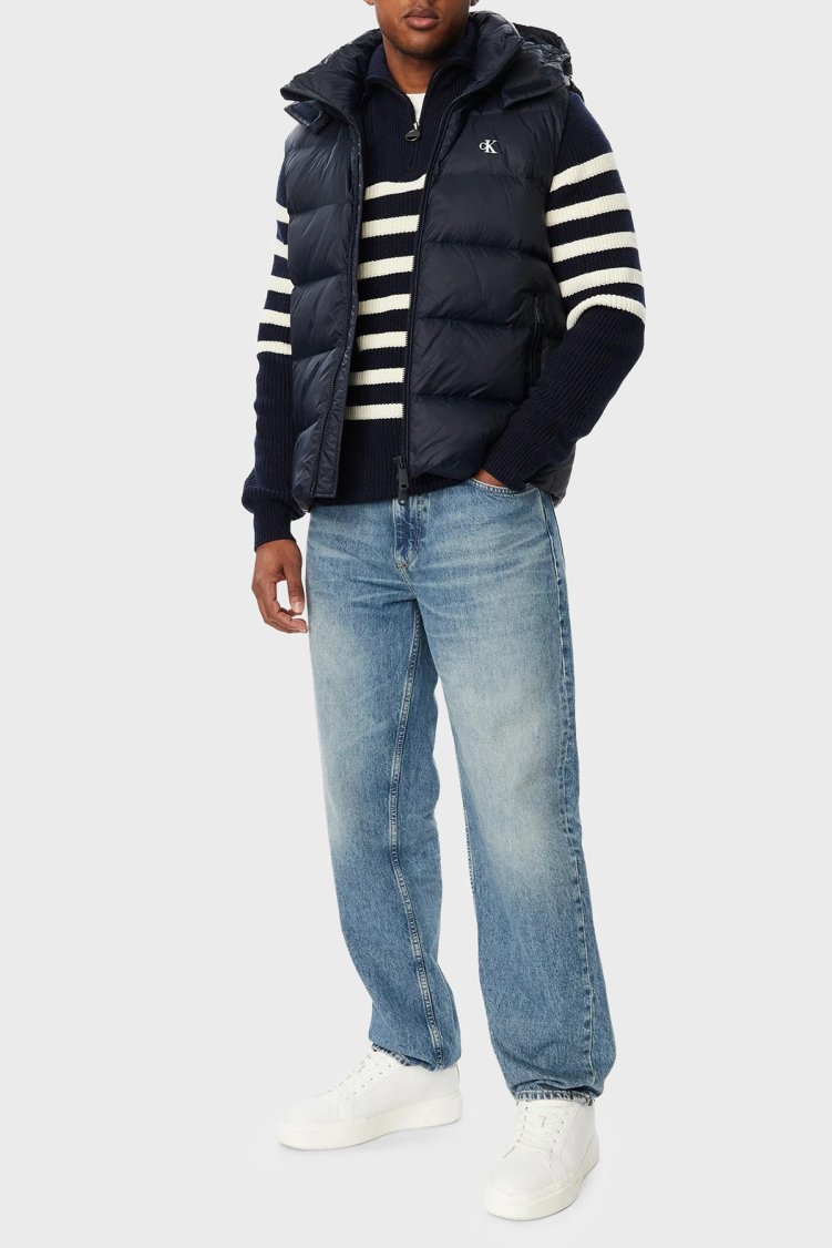 Calvin Klein Kapitoneli Çıkarılabilir Kapüşonlu Yaka Şişme LV04RG514GCEF Erkek Yelek LV04RG514G CEF Lacivert - Calvin Klein (1)