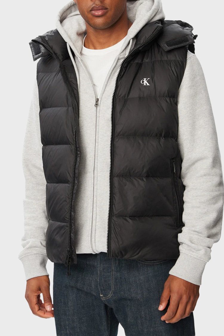 Calvin Klein Kapitoneli Çıkarılabilir Kapüşonlu Yaka Şişme LV04RG514GUB1 Erkek Yelek LV04RG514G UB1 Siyah - Calvin Klein